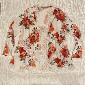 Floral Cardigan with lace embellishments. Small.